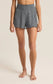 Z Supply Dawn Smocked Rib Charcoal Heather Short