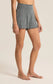 Z Supply Dawn Smocked Rib Charcoal Heather Short