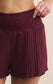 Z Supply Dawn Smocked Rib Short in Merlot