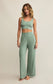 Z Supply Dawn Smocked Rib Pant in Botanical Green