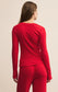 Z Supply Holly Pointelle Long Sleeve Top in Red
