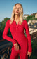 Z Supply Holly Pointelle Long Sleeve Top in Red