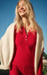 Z Supply Holly Pointelle Long Sleeve Top in Red