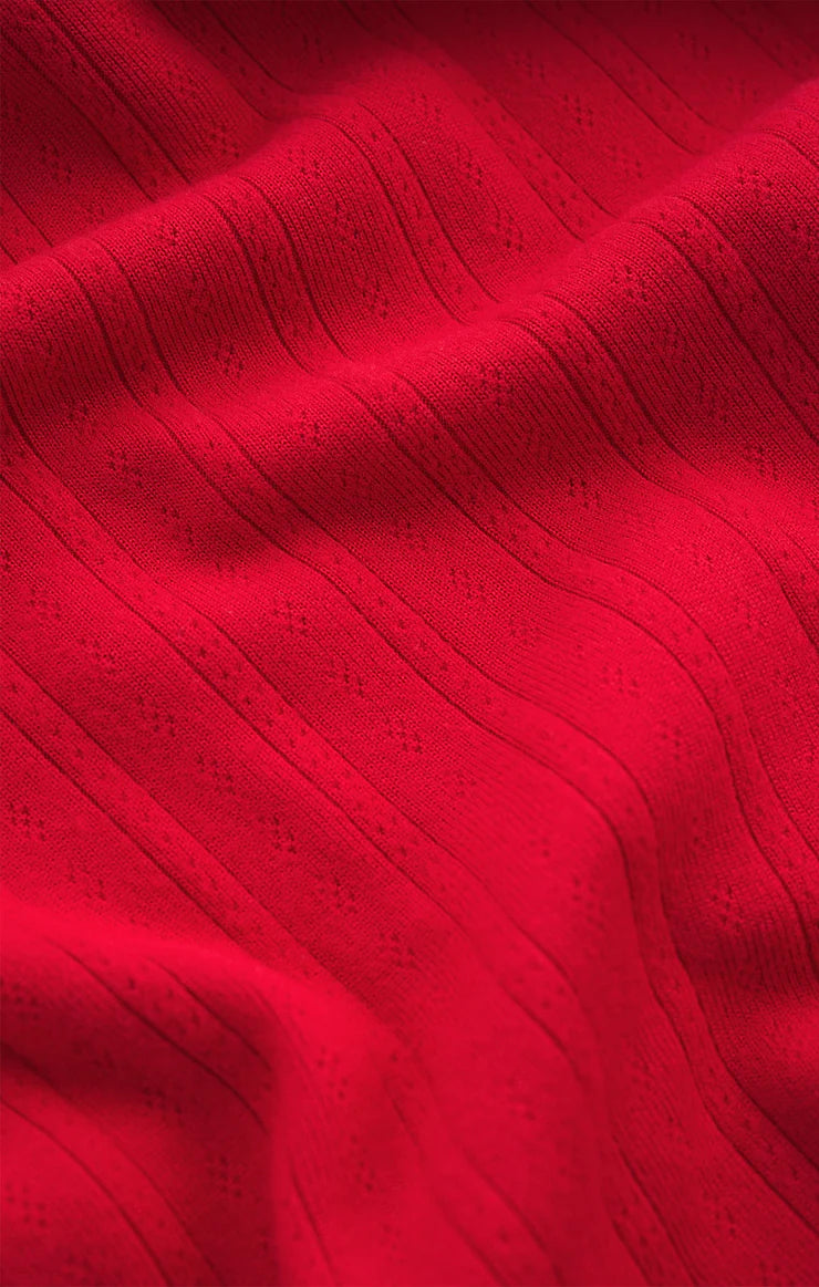 Z Supply Holly Pointelle Long Sleeve Top in Red