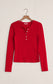 Z Supply Holly Pointelle Long Sleeve Top in Red