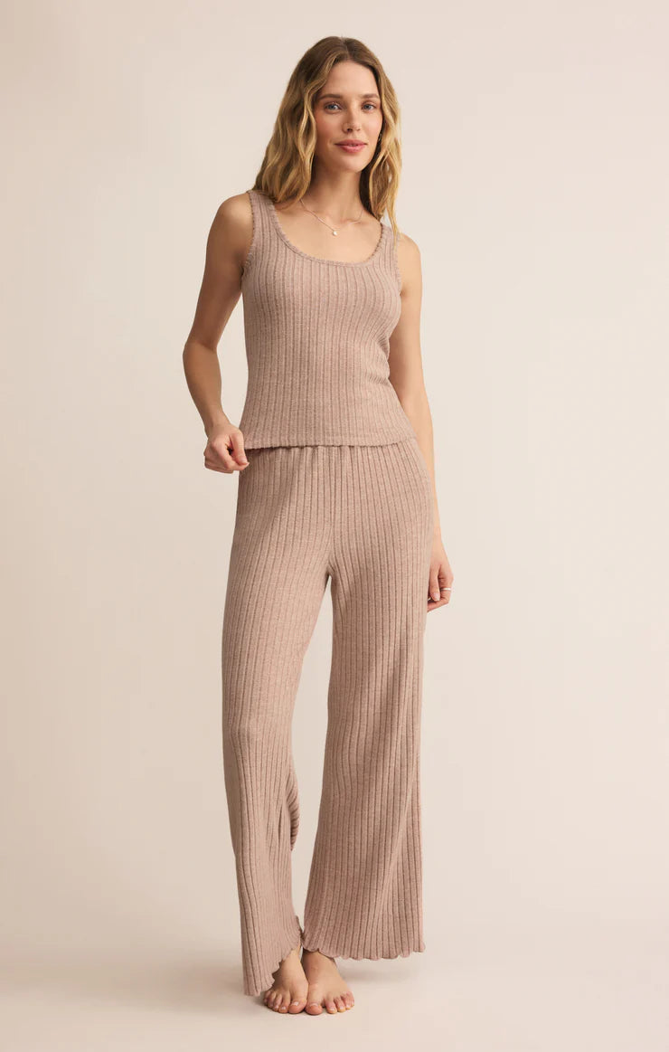 Z Supply Double Scoop Silky Rib Tank in Iced Coffee