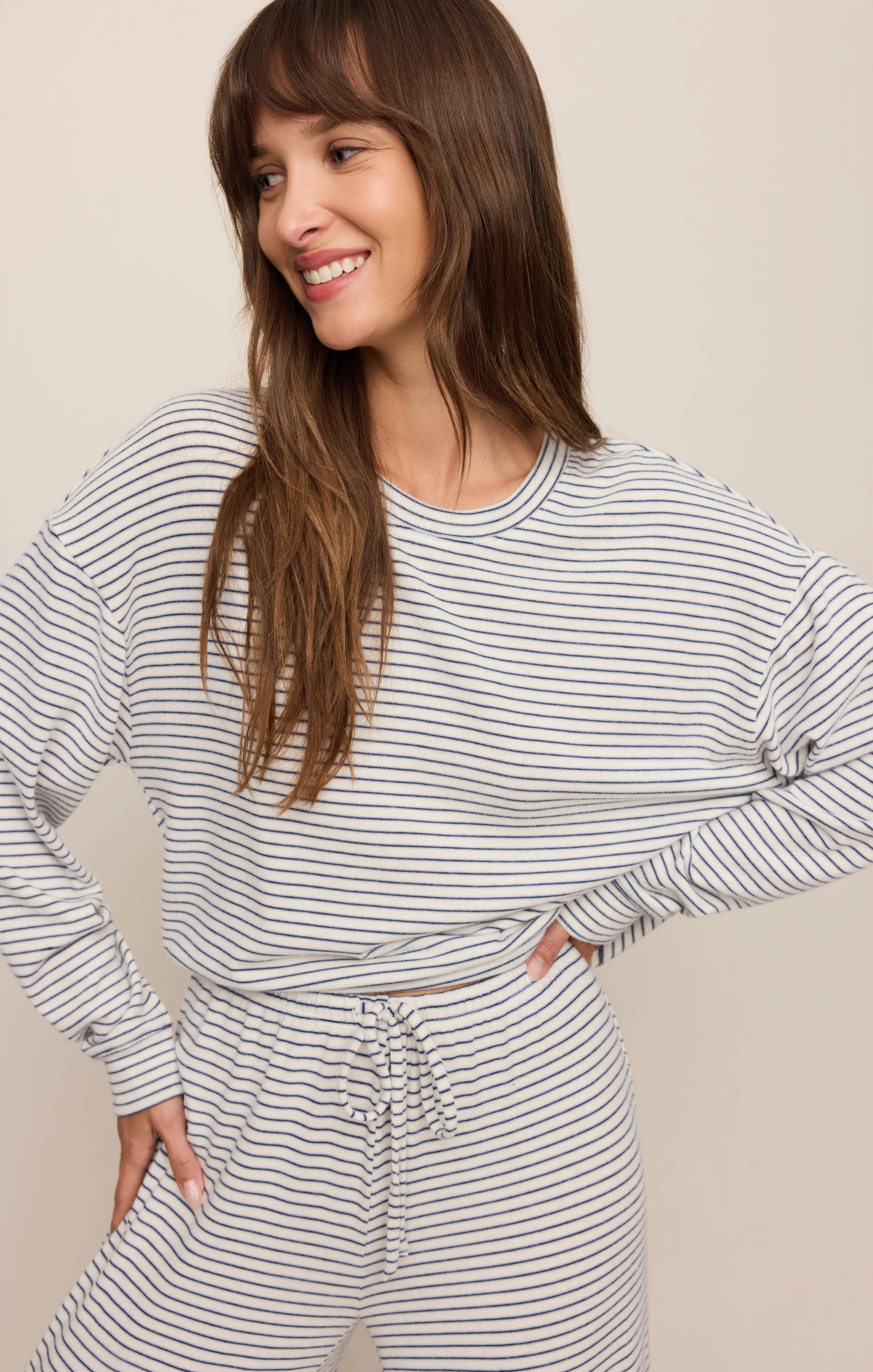 Z Supply Classic Stripe Long Sleeve Top in Eclipse