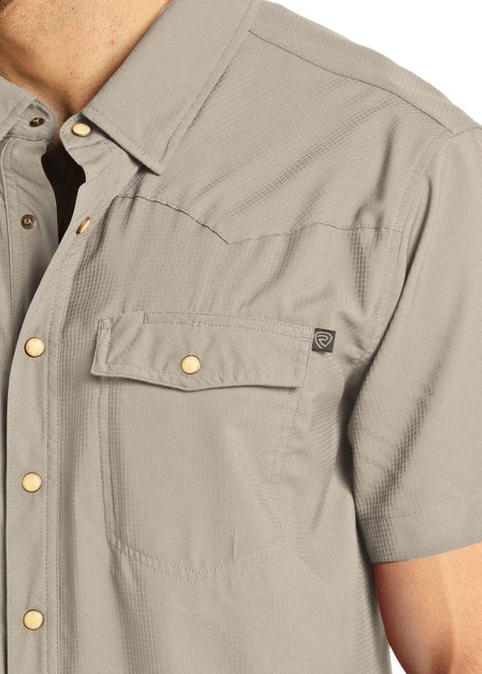Rock & Roll TEK Western Stretch Tan Short Sleeve Shirt