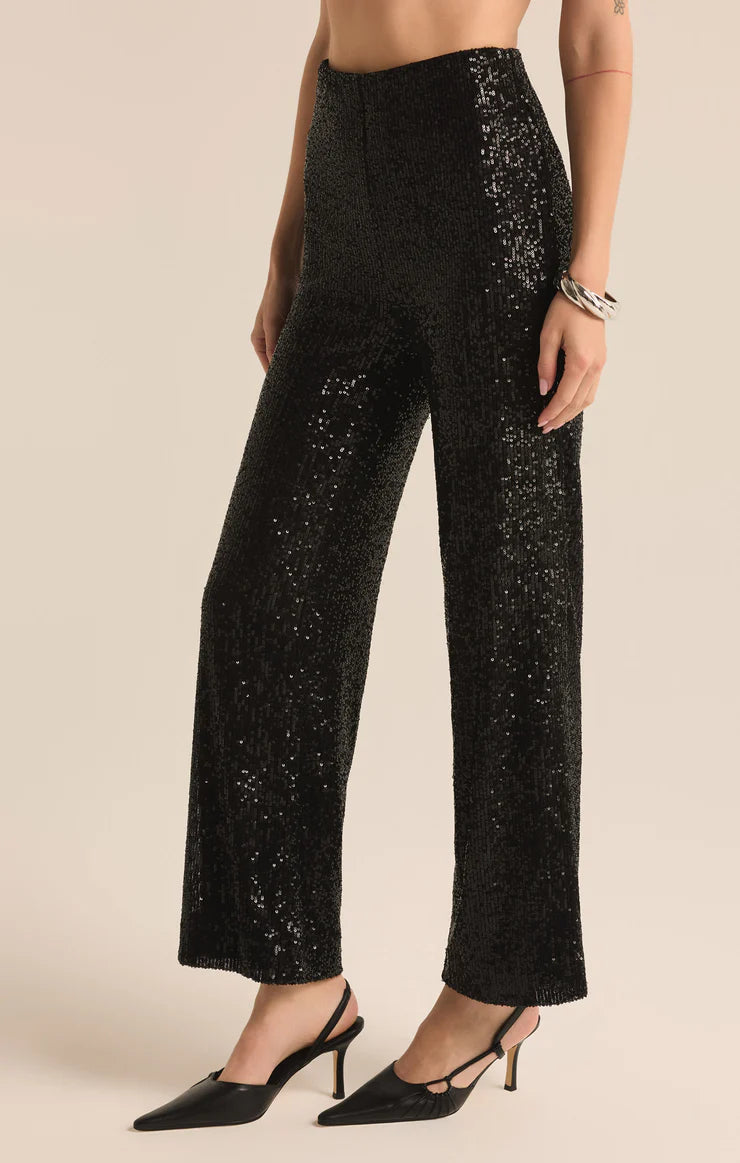 Z Supply Black Skylar Sequin Cropped Pant