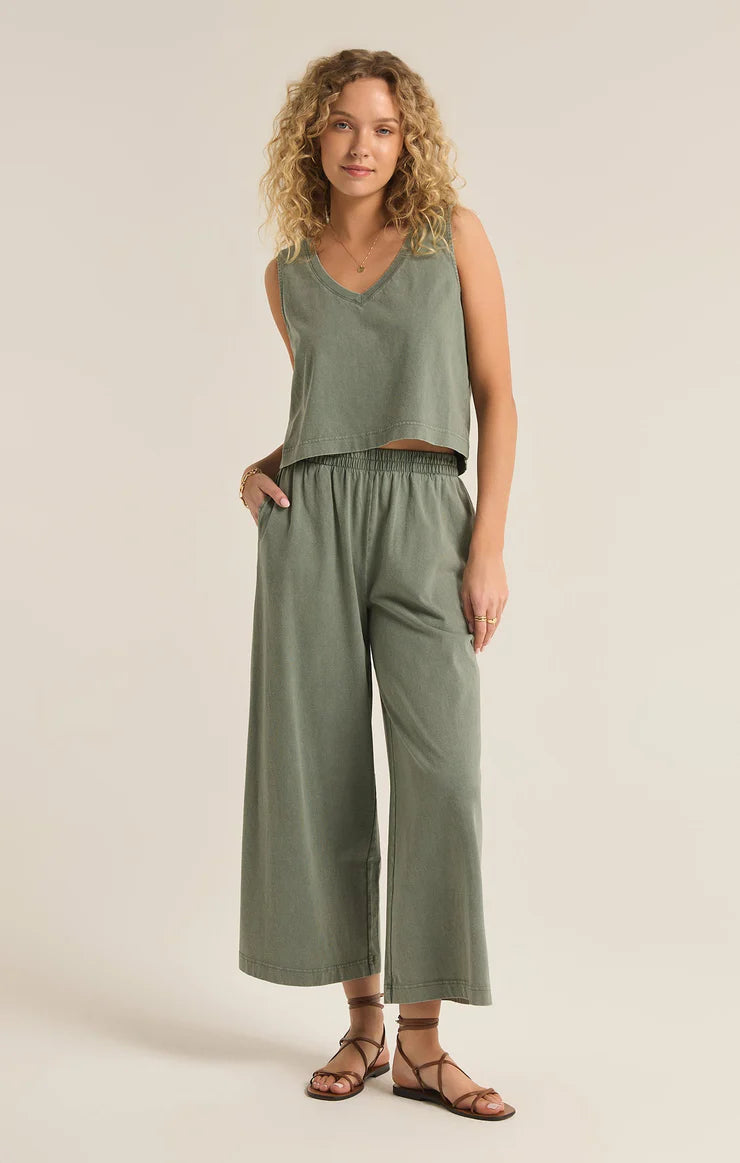 Z Supply Scout Cotton Jersey Pant in Palm Green