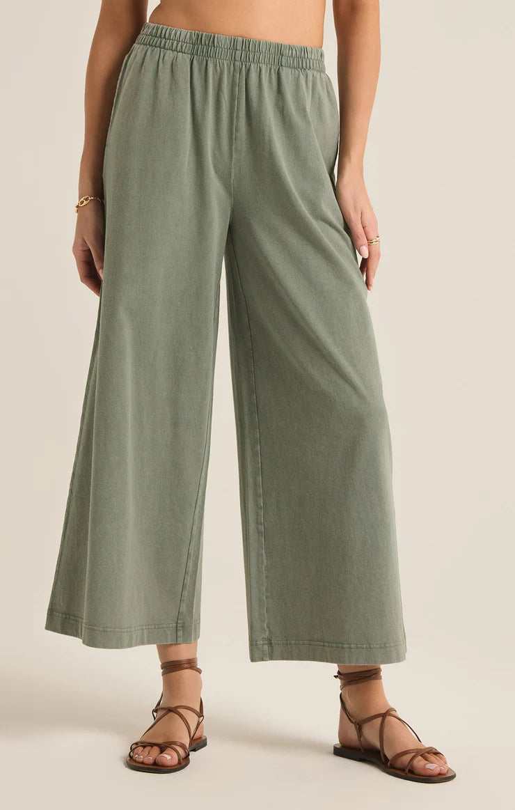 Z Supply Scout Cotton Jersey Pant in Palm Green