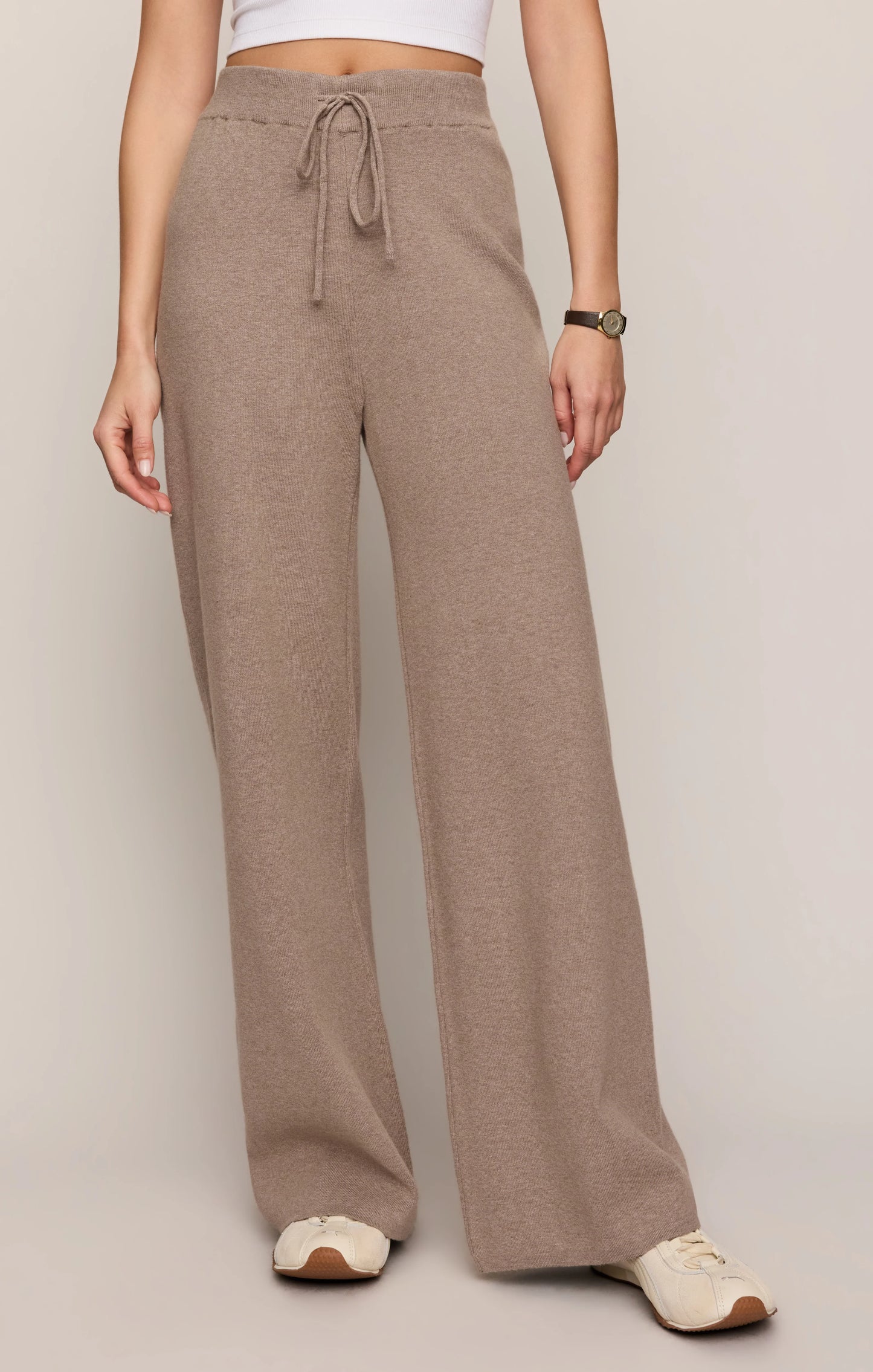 Z Supply Take It Easy Wide Leg Sweater Pant in Heather Ash