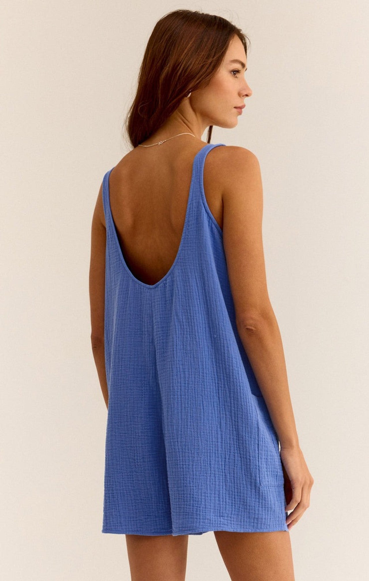 Z Supply Calibri Gauze Romper in Blue Wave