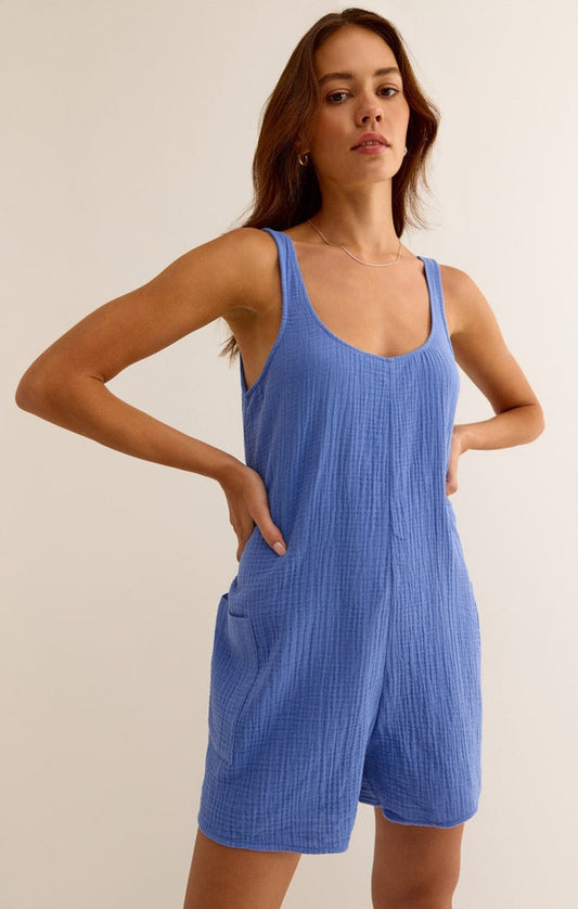 Z Supply Calibri Gauze Romper in Blue Wave