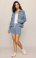 Z Supply Hunter Whipstitch Knit Denim Short in Santorini Indigo