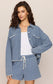 Z Supply Hunter Whipstitch Knit Denim Short in Santorini Indigo