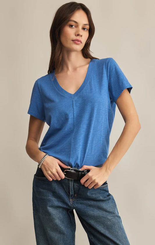 Z Supply Blue Asher V-Neck Tee