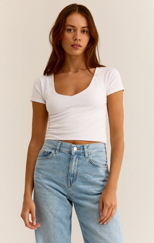 Z Supply Kallen Rib Cropped Tee in White