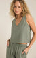 Z Supply Sloane V-Neck Top in Palm Green