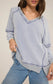 Z Supply Easy V-Neck Knit Denim Sweatshirt