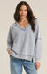 Z Supply Easy V-Neck Knit Denim Sweatshirt