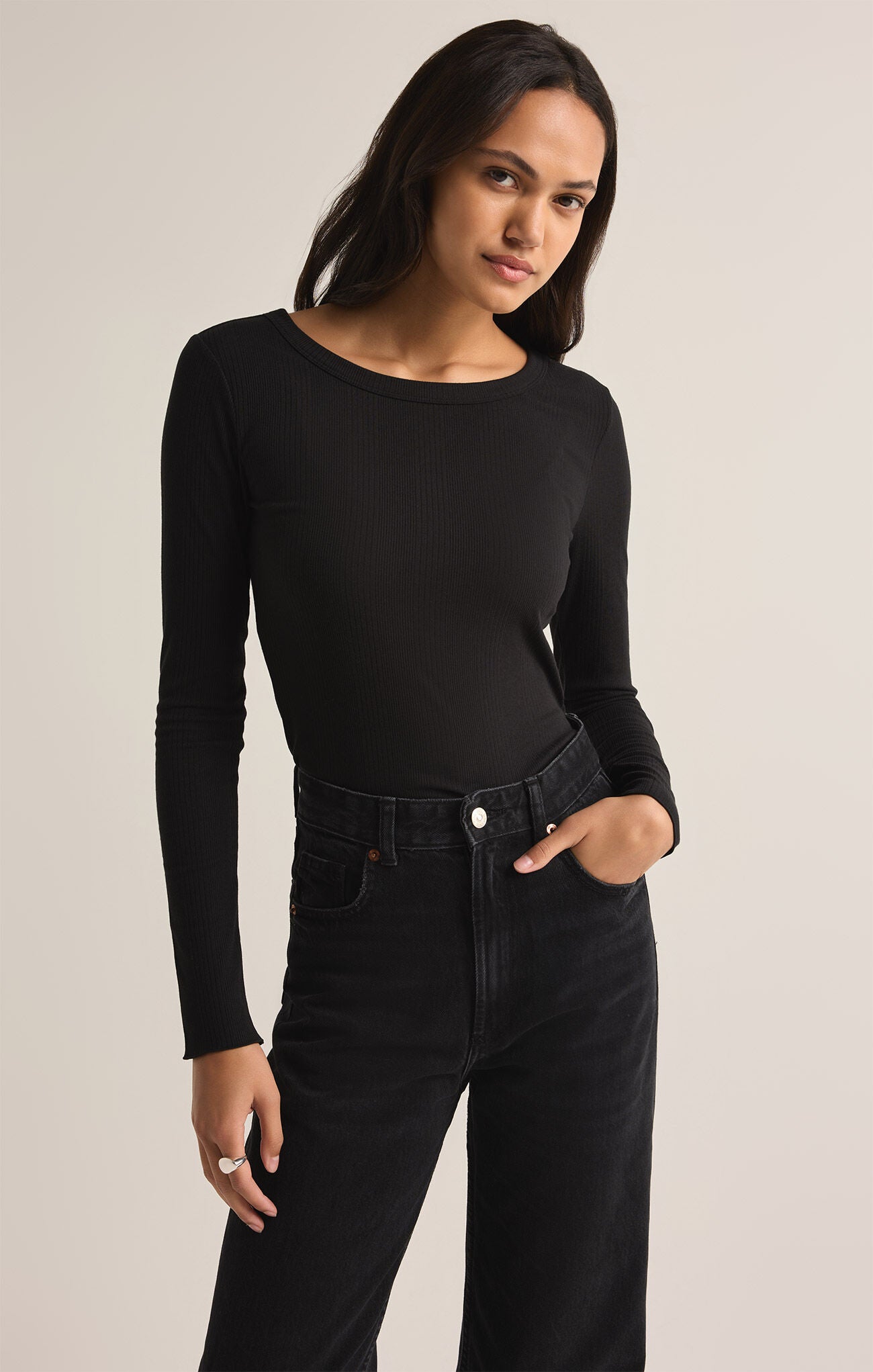 Z Supply Black Variegated Layer Top