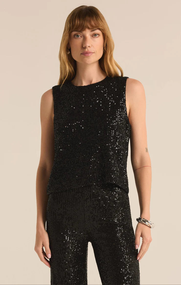 Z Supply Black Sloane Sequin Top