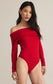 Z Supply Haute Red Mara Off Shoulder Second Skin Bodysuit