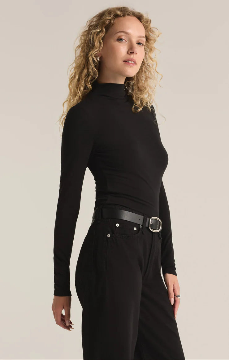 Z Supply Lira Black Turtleneck Top