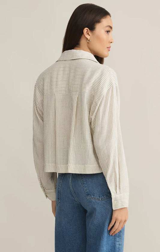 Z Supply Del Mar Cotton Gauze Striped Shirt