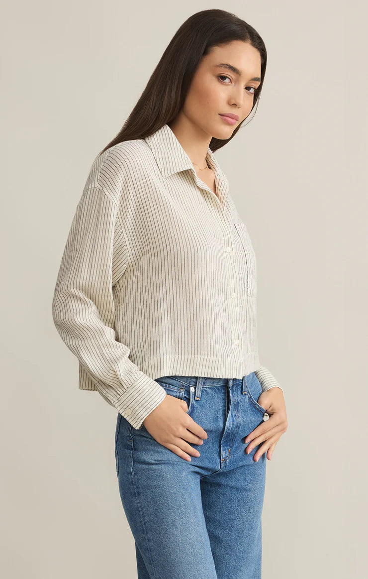 Z Supply Del Mar Cotton Gauze Striped Shirt