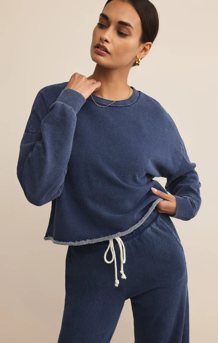 Z Supply Circuit Knit Denim Sweatshirt