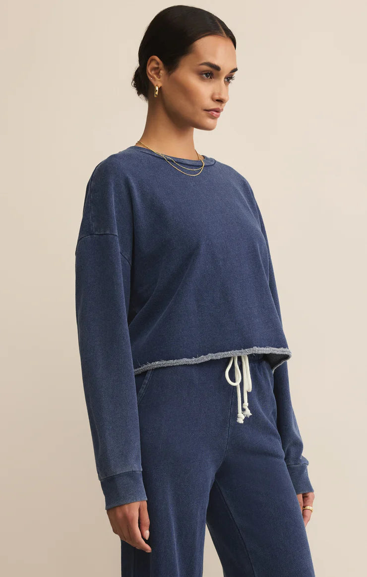 Z Supply Circuit Knit Denim Sweatshirt