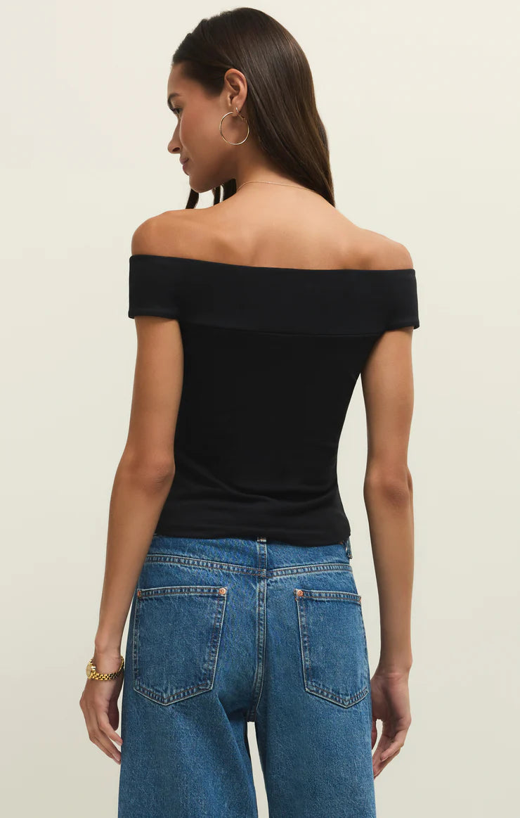 Z Supply Second Skin Off Shoulder Top in Black