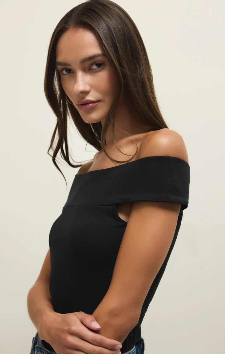Z Supply Second Skin Off Shoulder Top in Black