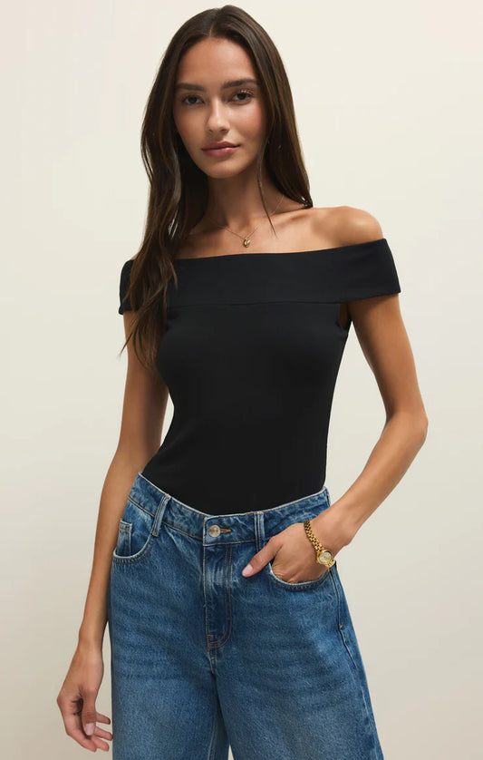 Z Supply Second Skin Off Shoulder Top in Black