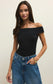 Z Supply Second Skin Off Shoulder Top in Black