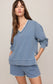 Z Supply Cam Knit Denim Whipstitch Top in Santorini Indigo