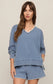 Z Supply Cam Knit Denim Whipstitch Top in Santorini Indigo