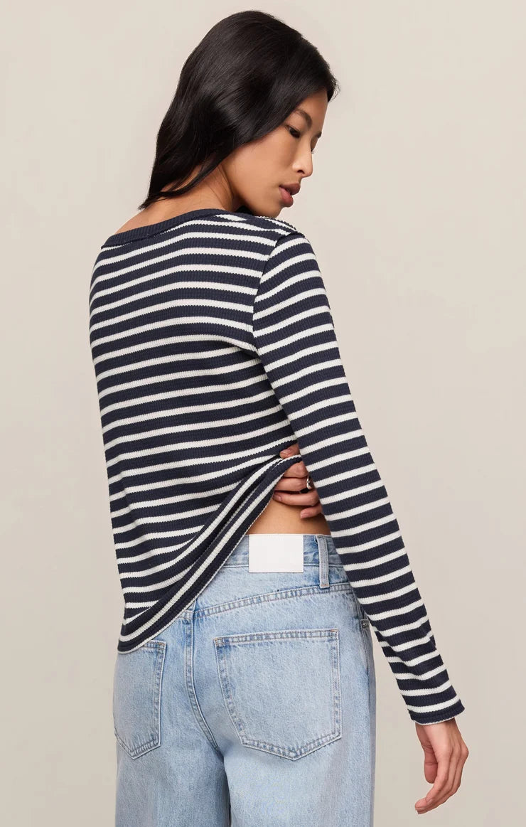 Z Supply Arlet Stripe Thermal Top in Eclipse