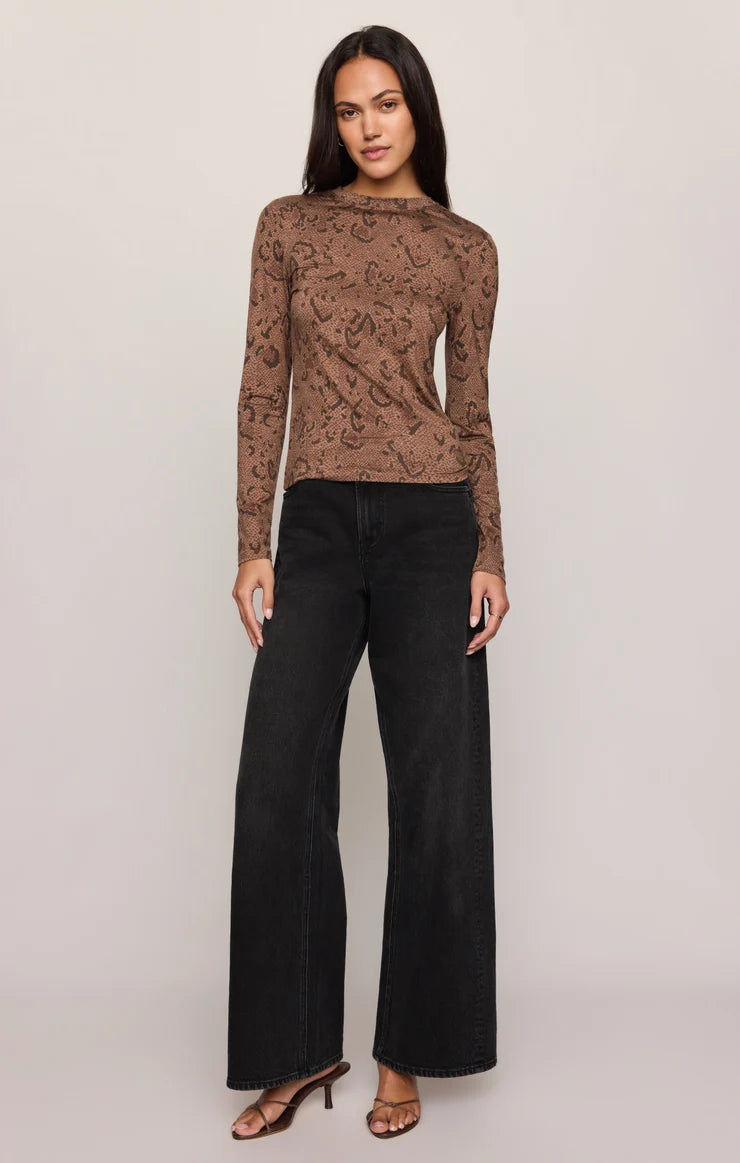 Z Supply Onyx Snake Long Sleeve Top in Cocoa Bean
