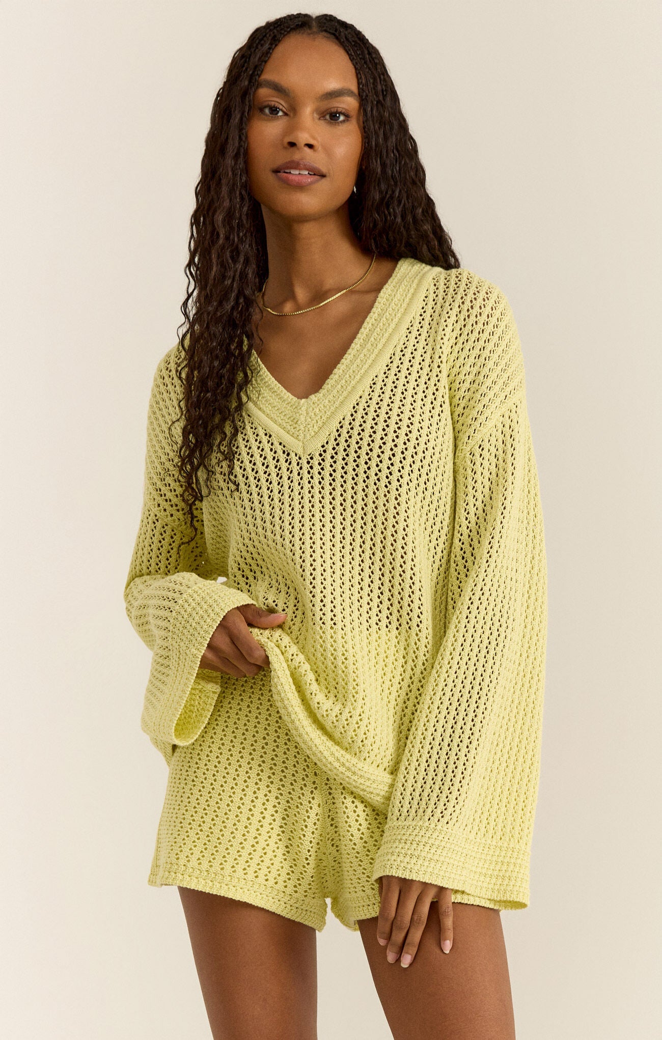 Z Supply Kiami Limeade Crochet Sweater