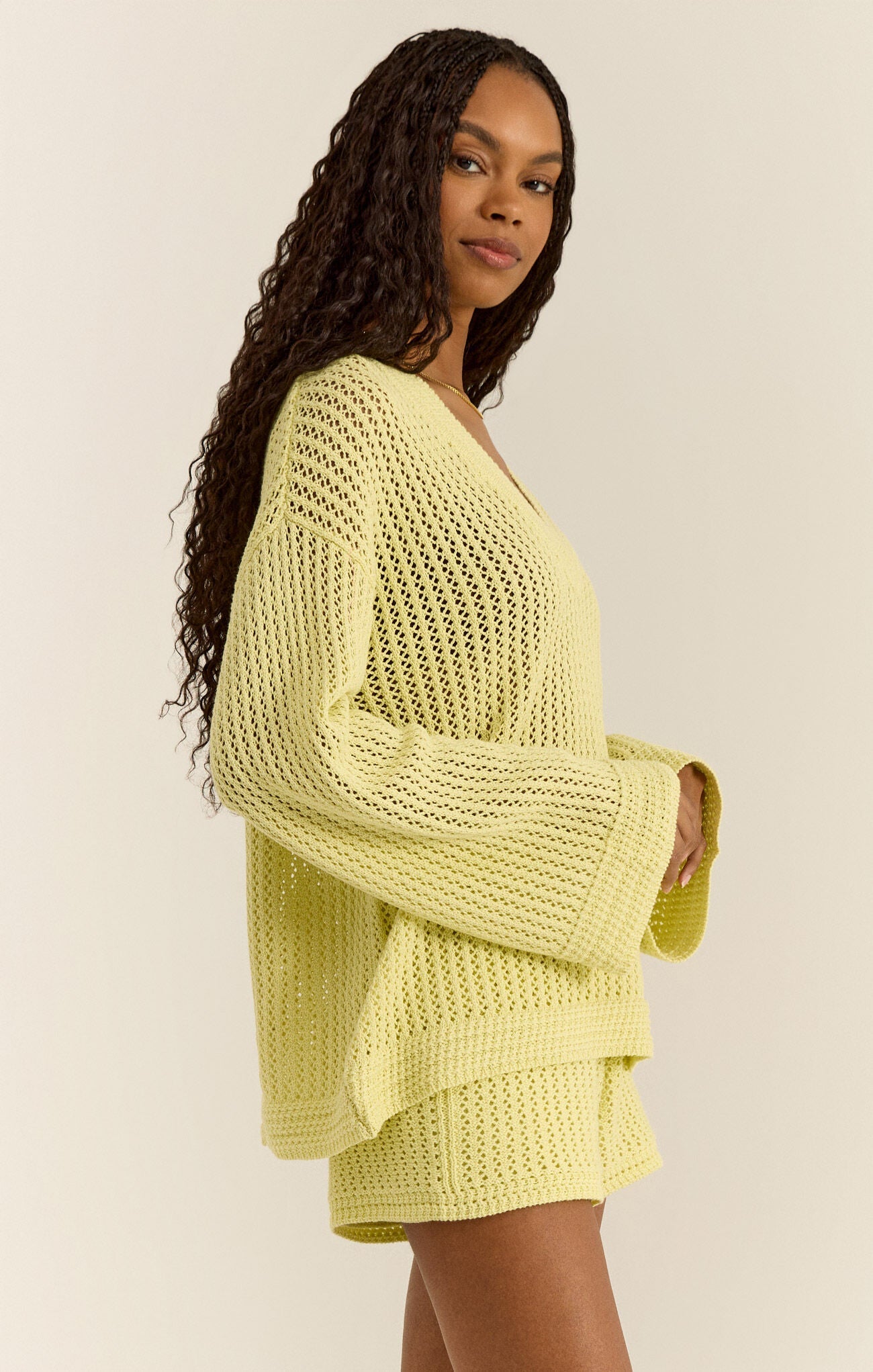 Z Supply Kiami Limeade Crochet Sweater