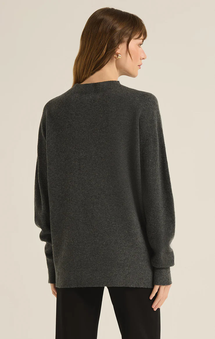 Z Supply Gia Charcoal Heather Crew Neck Sweater