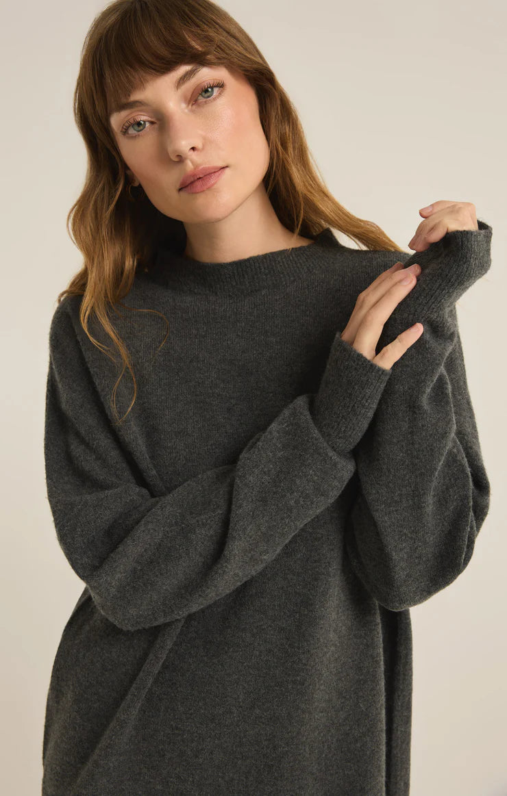 Z Supply Gia Charcoal Heather Crew Neck Sweater