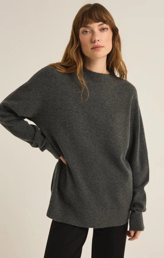 Z Supply Gia Charcoal Heather Crew Neck Sweater