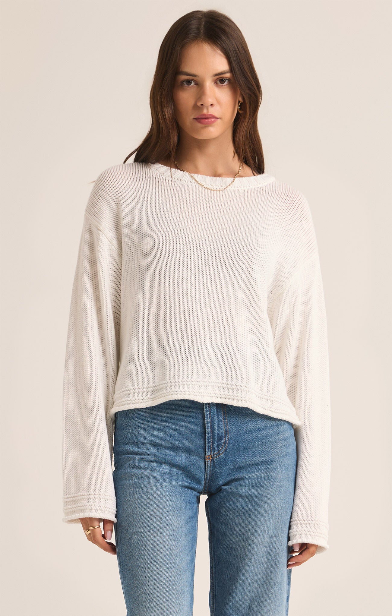 Z Supply Emerson Cropped White Sweater