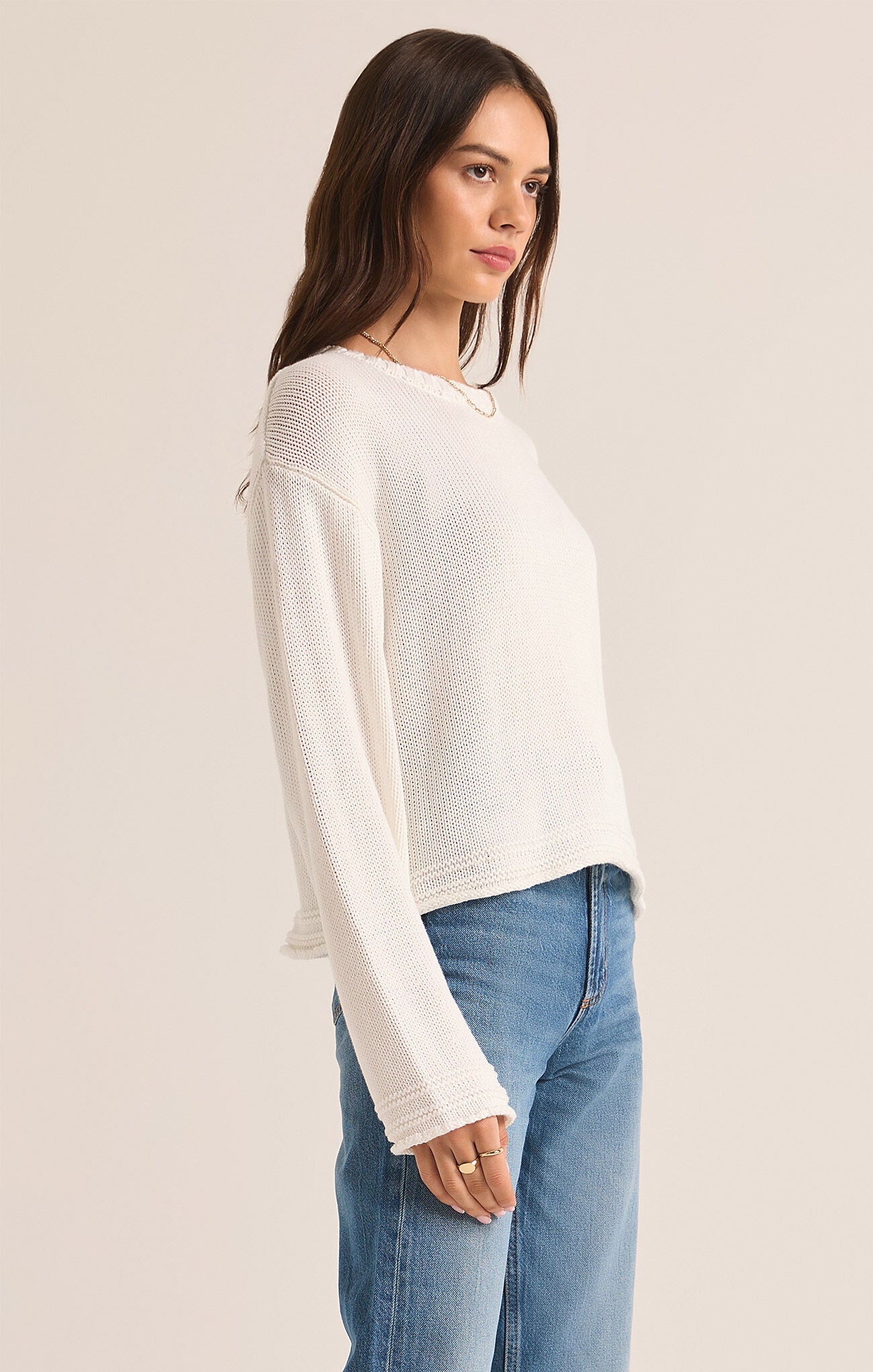 Z Supply Emerson Cropped White Sweater