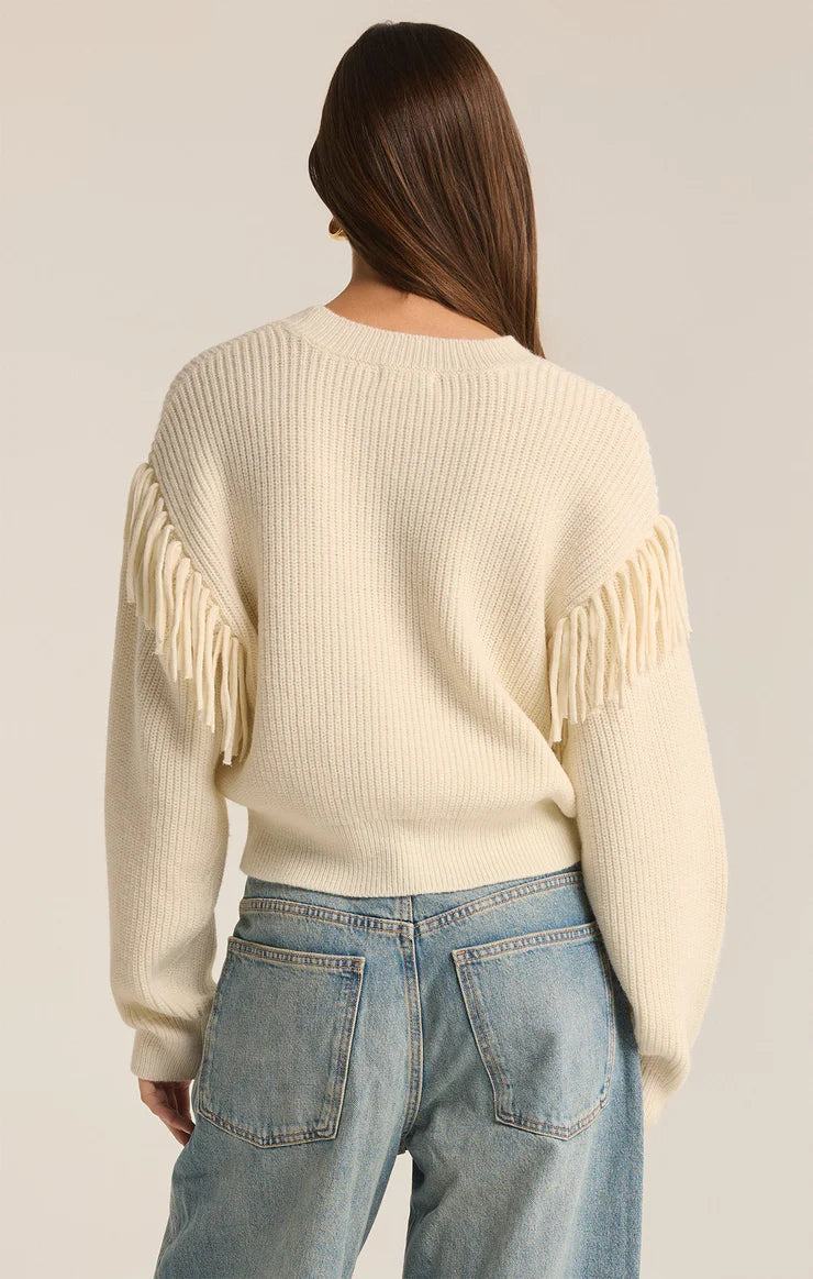 Z Supply Women's On The Fringe Sea Salt Sweater