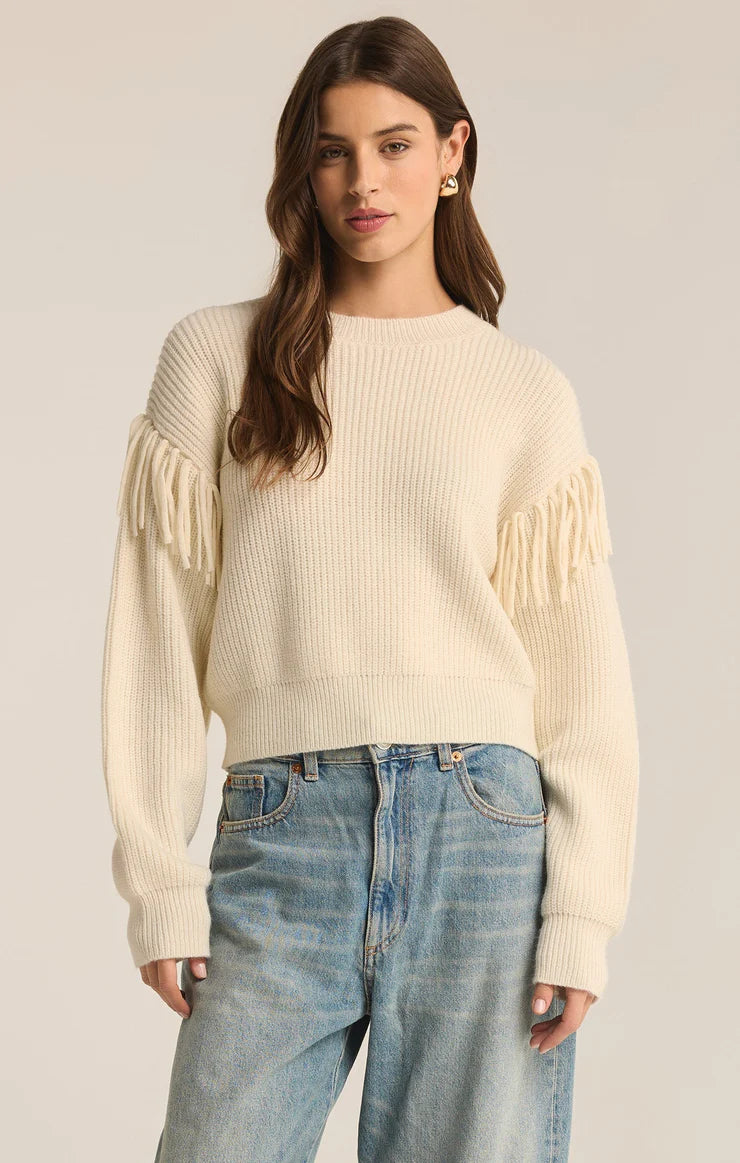 Z Supply Women's On The Fringe Sea Salt Sweater